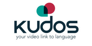Kudos logo with the strapline 'your video link to language'