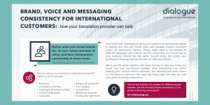 holding cover image for brand, voice and messaging consistency for international customers whitepaper