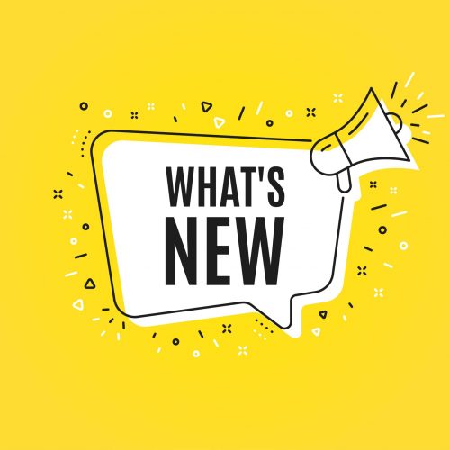 Whats new symbol. Megaphone banner. Special offer sign. New arrivals symbol. Loudspeaker with speech bubble. Whats new sign. Marketing and advertising tag. Vector
